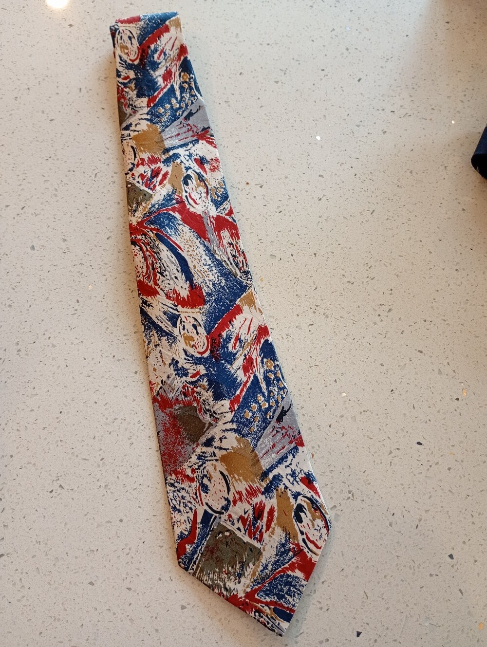 Polifroni ~ Made In Italy | Abstract Brushstroke Necktie in Red, Blue & Gold